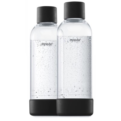 MYSODA Hiilihapotuspullo 1L, 2pack, Musta