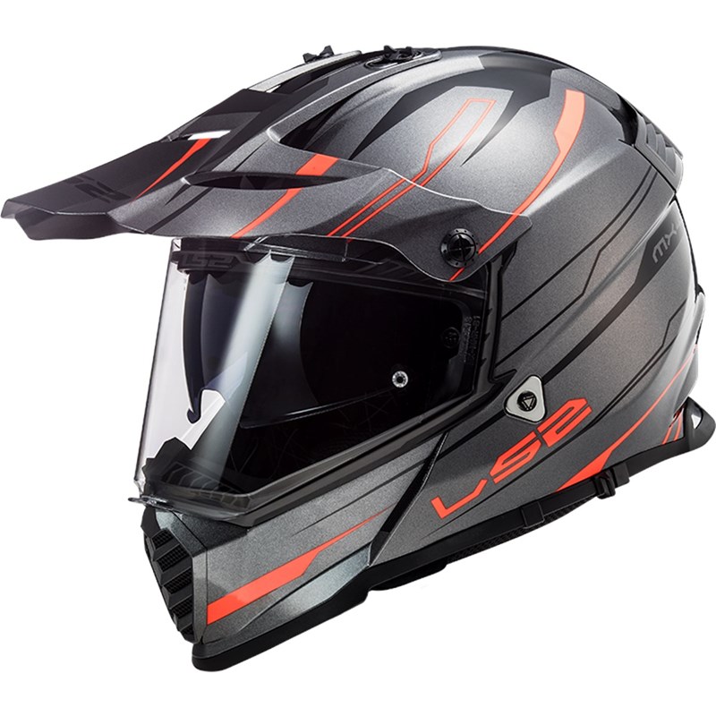 LS2 Kypärä MX436 Pioneer Evo Knight Titaani/Oranssi 2XL