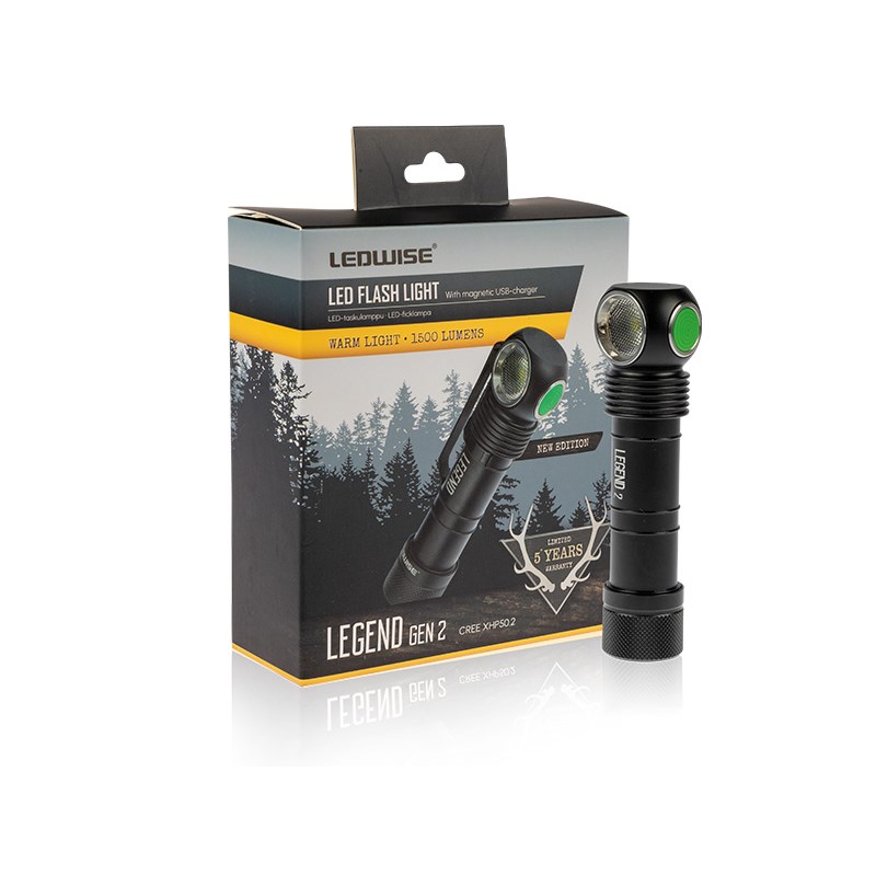 Ledwise Legen Gen2 otasalamppu, ladattava