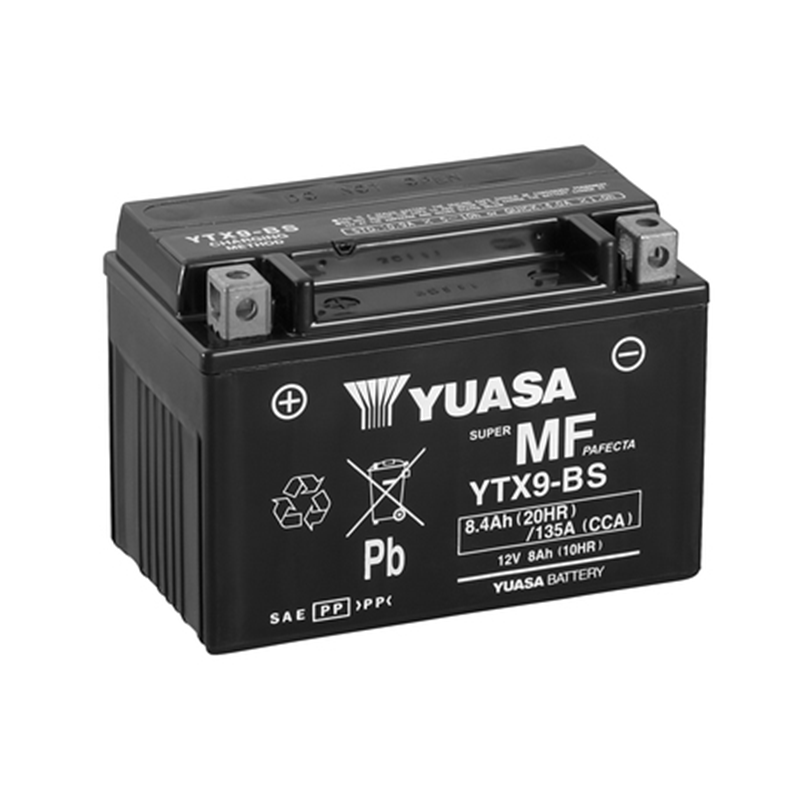 Yuasa akku, YTX9-BS (cp) Happopatruuna mukana (5)