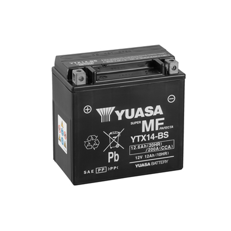 Yuasa akku, YTX14-BS (cp) Happopatruuna mukana (4)