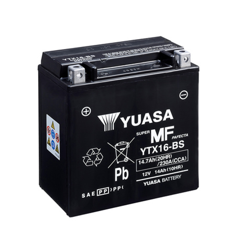 Yuasa akku, YTX16-BS (cp) Happopatruuna mukana (3)