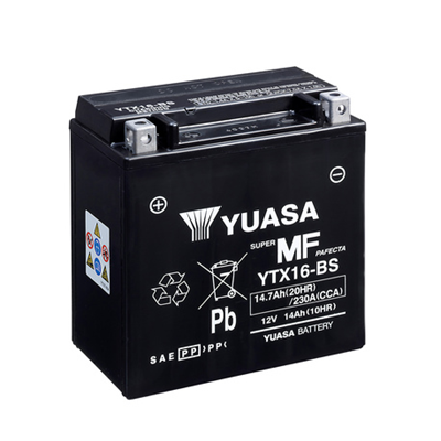Yuasa akku, YTX16-BS (cp) Happopatruuna mukana (3)