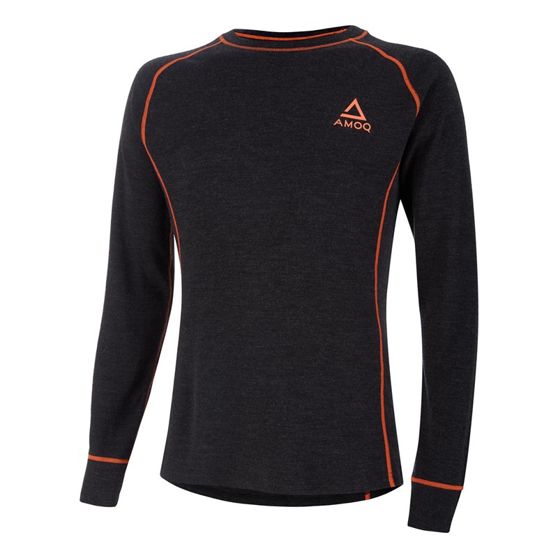 AMOQ 100% Merino Aluspaita Harmaa/Oranssi XS