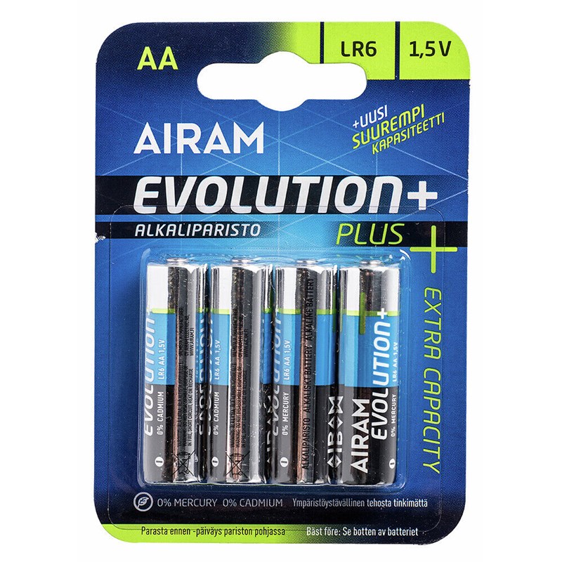 Airam Evolution Plus paristot LR6 AA 1,5V 4KPL/KORTTI