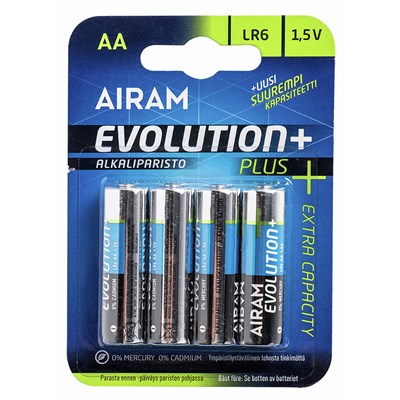 Airam Evolution Plus paristot LR6 AA 1,5V 4KPL/KORTTI