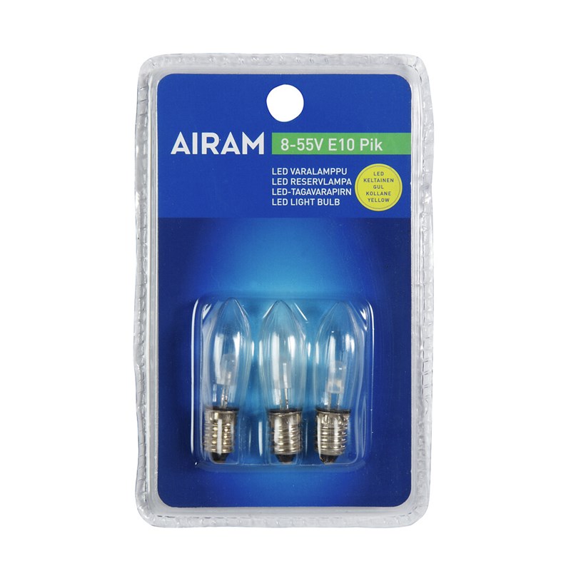 Airam Varaled-lamppu 3/BL PIK 3-55V E10 lämmin keltainen
