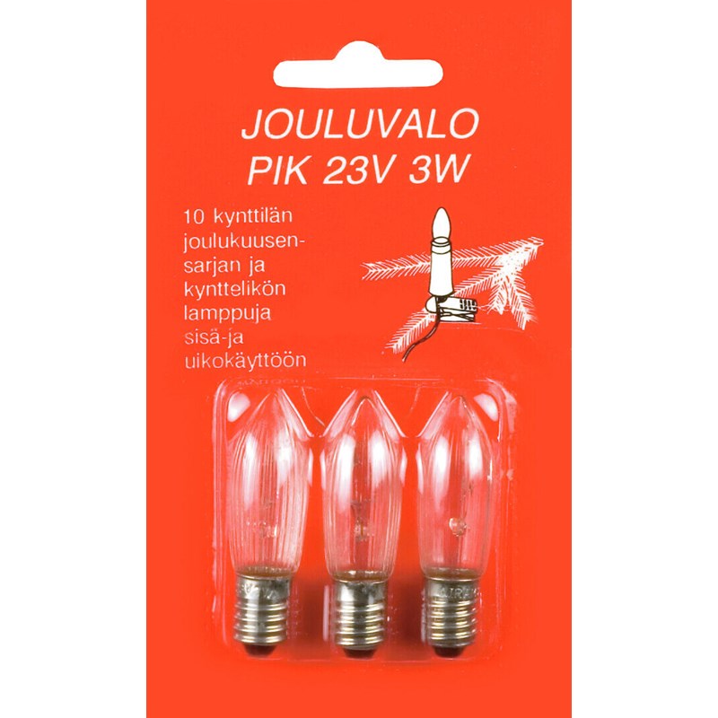 Airam3W 23V E10 PIK/3 BL (10 KYNTTILÄÄ, ISO TALLILYHTYSRJ)