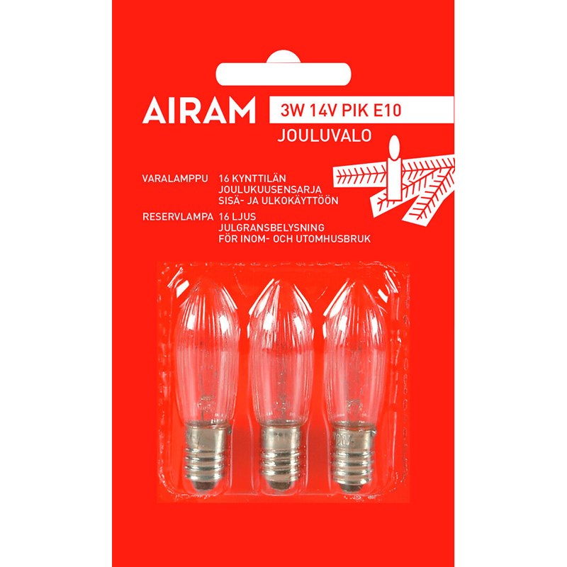 Airam 3W 14V E10 PIK/3 BL (16 KYNTTILÄÄ)