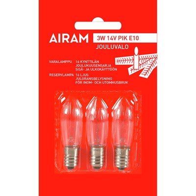 Airam 3W 14V E10 PIK/3 BL (16 KYNTTILÄÄ)