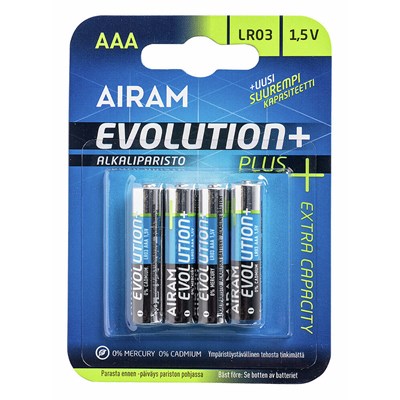 Airam Evolution Plus LR03 AAA 1,5V 4KPL/KORTTI