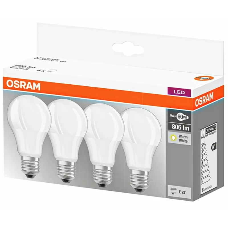 Led lamppu 8,5W/827 E27 Classic A60 4kpl