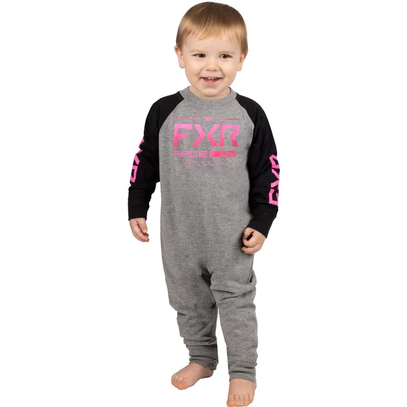 Infant Race Division Onesie Grey Heather/Raspberry 0-6