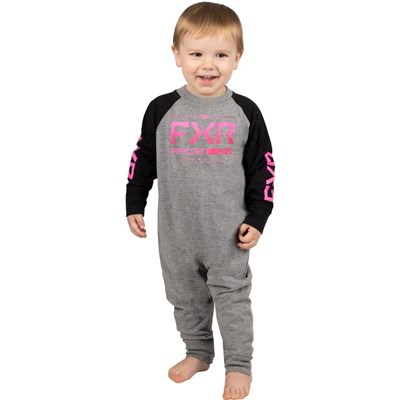 Infant Race Division Onesie Grey Heather/Raspberry 6-12