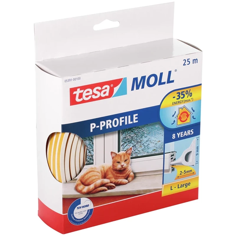 Ikkunatiiviste P-profiili 25m 9mm x 5,5mm valk.