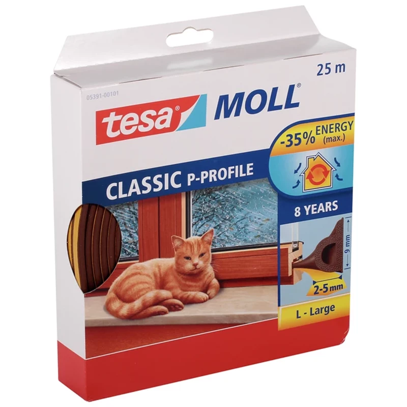 Ikkunatiiviste P-profiili 25m 9mm x 5,5mm ruskea