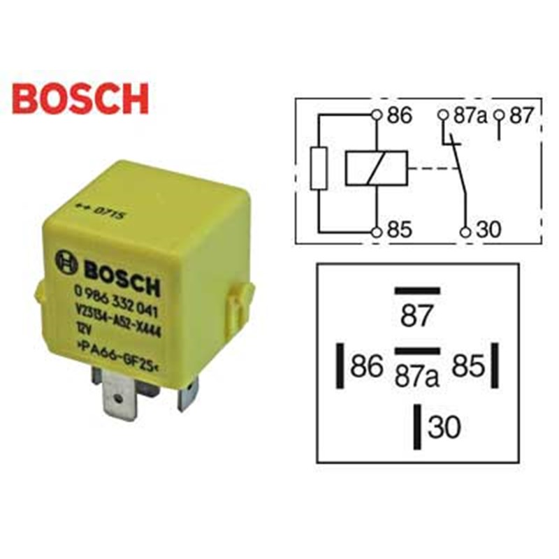 Kytkentärele vastuksella, Bosch 12V 30/40A 87A