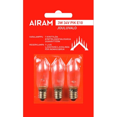 Airam 3W 34V E10 PIK/3 BL (7 Kynttilää)