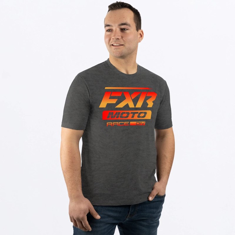 M Moto Premium T-Shirt Char Heather/Inferno 2XL