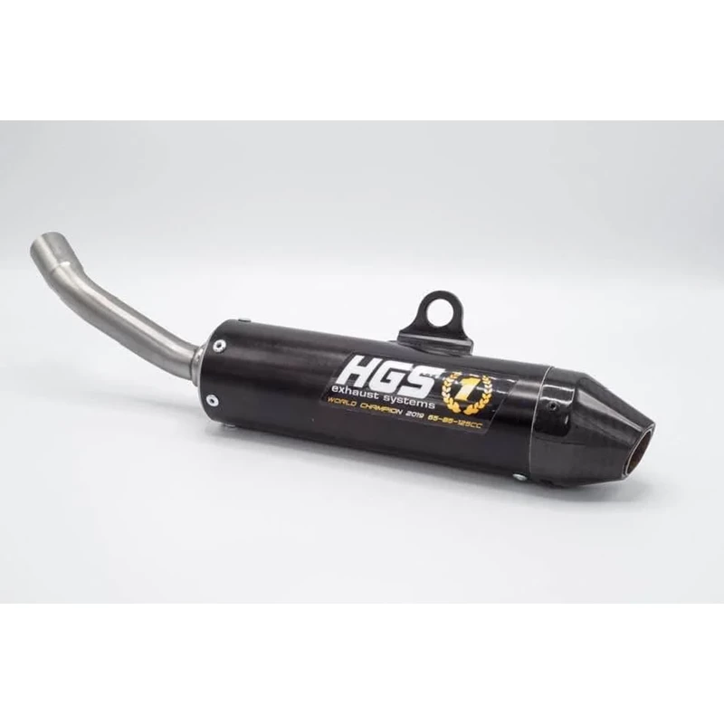 HGS Äänenvaimennin Musta hiilikuitupäädyllä 2T Racing KTM125/150 19- HVA TC125 1
