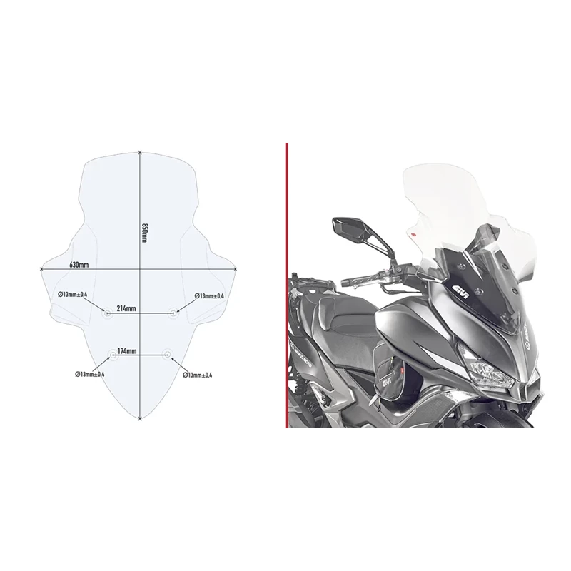 Givi Spoileriplexi,kirkas 85,5 x 66 cm (k x l) Xciting 400i (13-15)