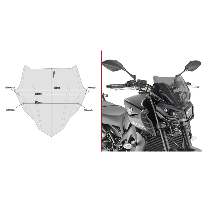 Givi Spoileriplexi, savu 28 x 36,5 cm MT-09 (17-18)