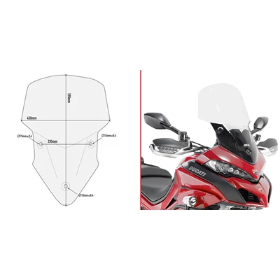 Givi Spoileripleksi, kirkas 59 x 43 cm (k x l) Multistrada 1200 (15)