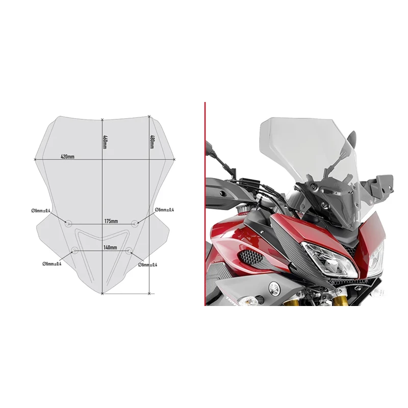 Givi Spoileriplexi 48 x 42 cm (k x l) MT-09 Tracer (15)