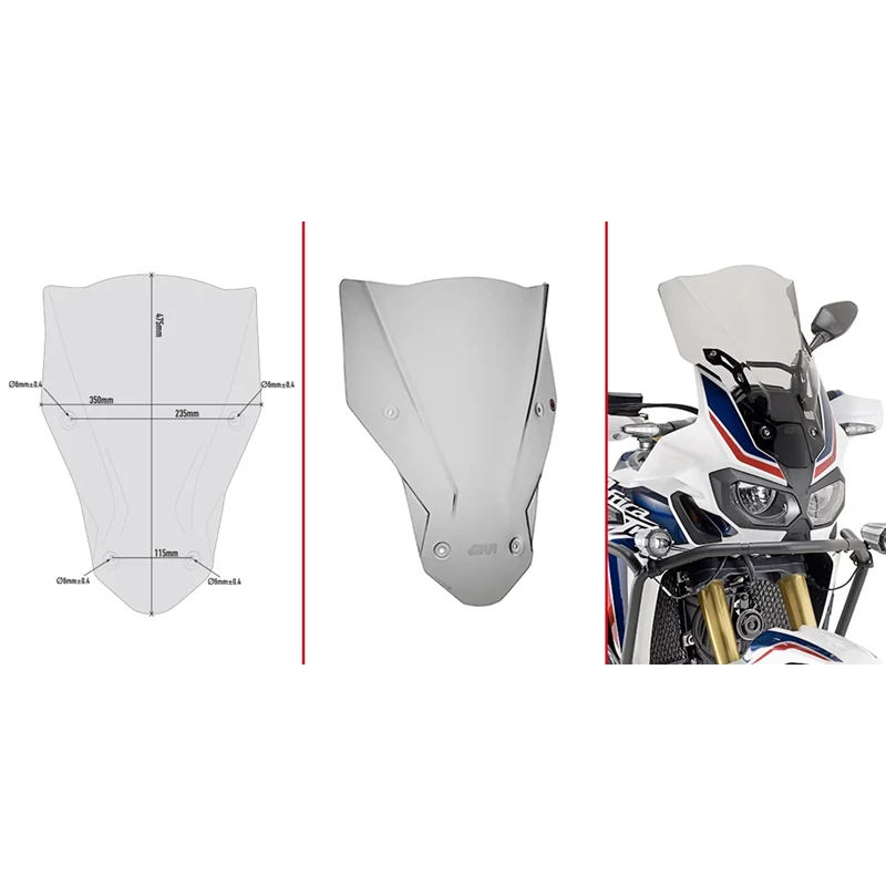 Givi Spoileriplexi, smoke 47,5 x 35 cm (k x l) CRF1000L Africa Twin (16)