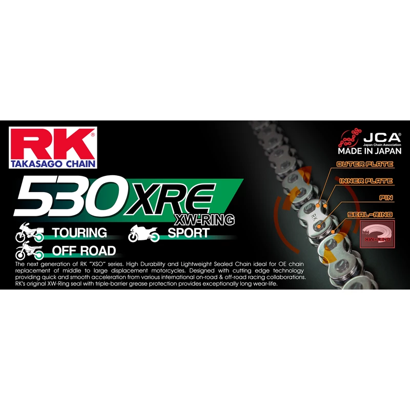 RK 530XRE XW-rengasketju +CLF(niittil.)