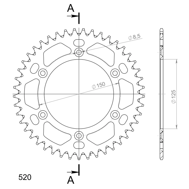 Supersprox Alumiini takaratas RAL-990:45 Musta
