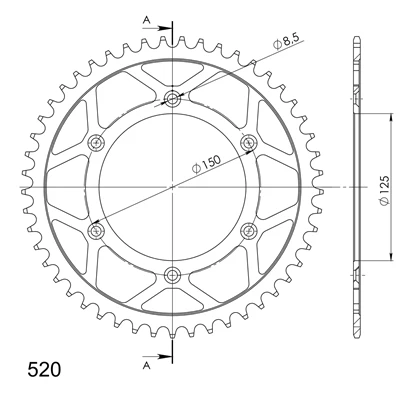 Supersprox Teräs takaratas KTM/Husqv./Husab. Musta 49