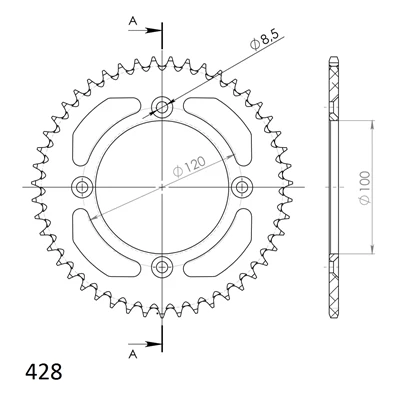 Supersprox Alu Takaratas SU/YA RM80/85/YZ80/85 Sininen 47