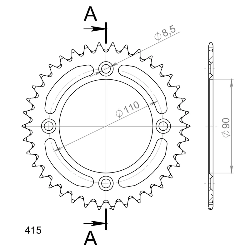 Supersprox Alumiini takaratas RAL-452:39 Musta