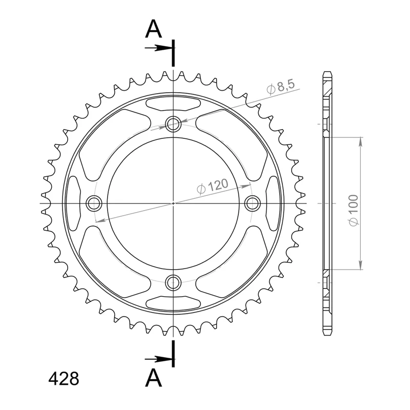 Supersprox Teräs takaratas SU RM80/85 / YA YZ80/85 Musta 48