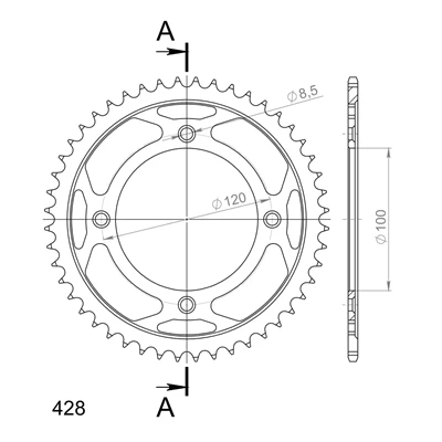 Supersprox Teräs takaratas SU RM80/85 / YA YZ80/85 Musta 48
