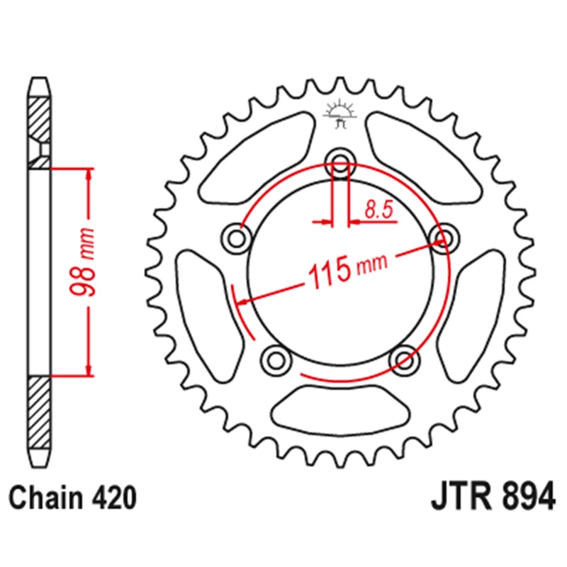 JT Takaratas Alumiini 7075 T6 Musta JTA894.46BLK