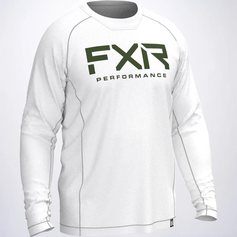 M Attack UPF Longsleeve White/Army 2XL