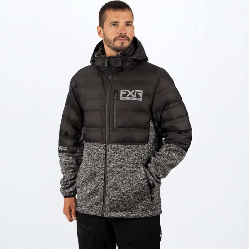 M Excursion Lt Hybrid Quilted Hoodie S Black/Grey Hthr