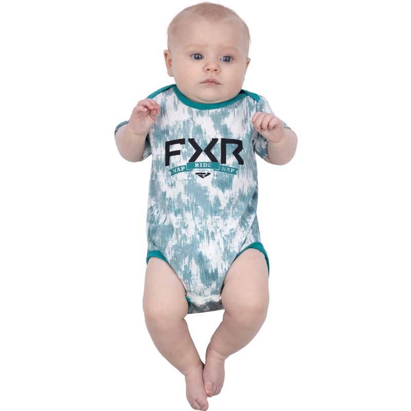 Infant Podium S/S Onesie Cream/Teal Fiber 12-18