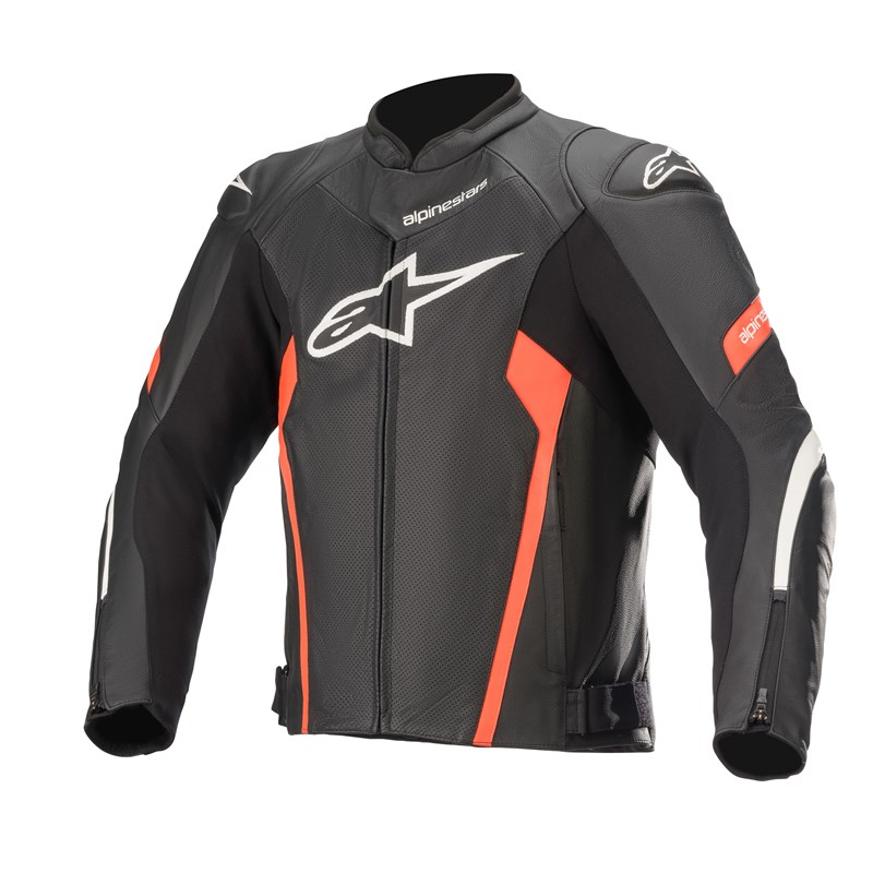 Alpinestars Nahkatakki Faster AirFlow v2 Musta/Punainen Fluo 52