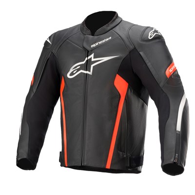 Alpinestars Nahkatakki Faster v2 Musta/Punainen Fluo 48