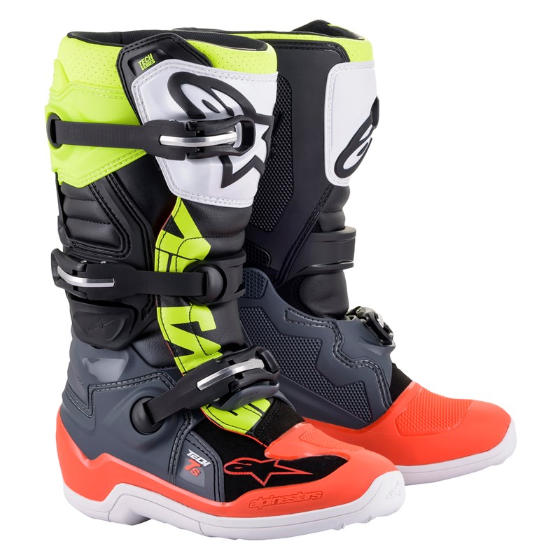 Alpinestars Ajosaapas Tech 7s Nuorten Harmaa/Punainen/Kelt Fluo 34 (2)