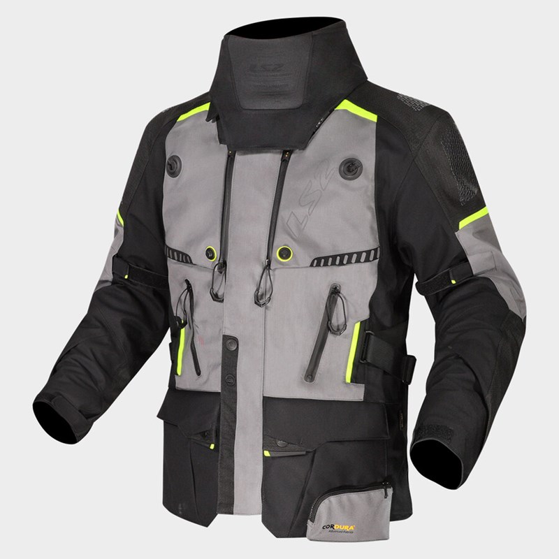 LS2 APOLLO MAN JACKET BLACK DARK GREY H-V YELLOW L