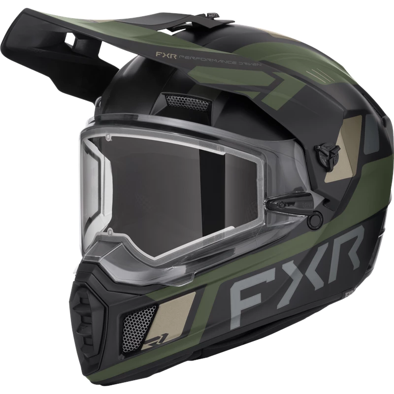 CLUTCH X HELMET W/ E SHIELD 26 BLACK/ARMY 3XL