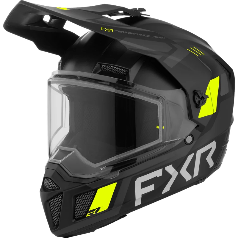 YOUTH CLUTCH X HELMET W/ DUAL SHIELD 26 BLACK/HIVIS L