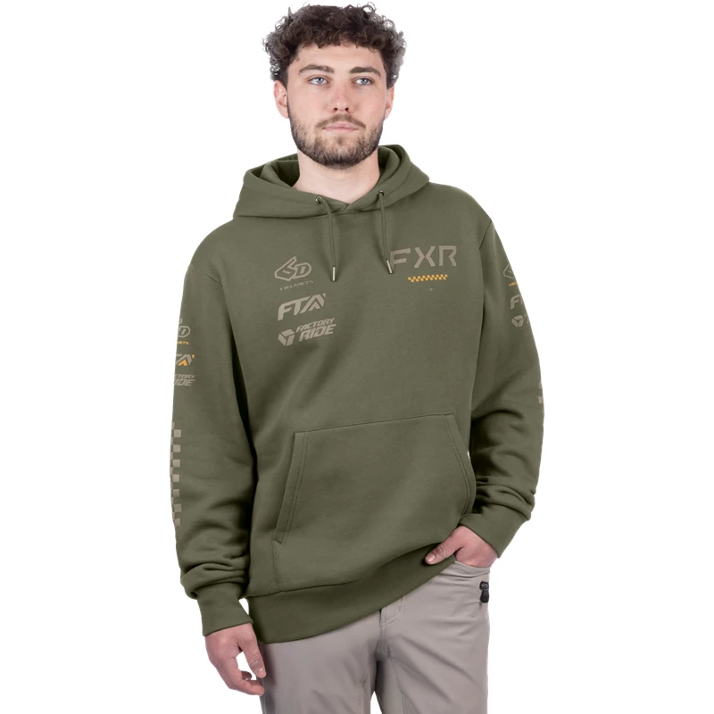 M STACK COTTON PULLOVER HOODIE 26 MOSS/STONE S