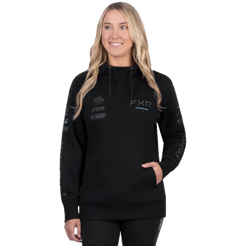 W STACK COTTON PO HOODIE 26 BLACK/MAUI BLUE 3XL