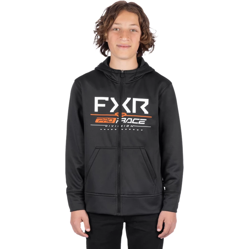 YTH RACE DIVISION TECH ZIP HOODIE 26 BLACK/ORANGE XS