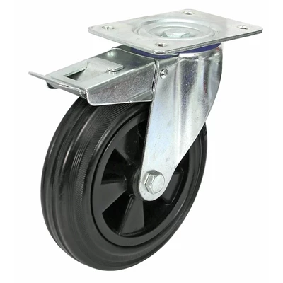 Vaununpyörä 100mm käänt/jarru, Musta